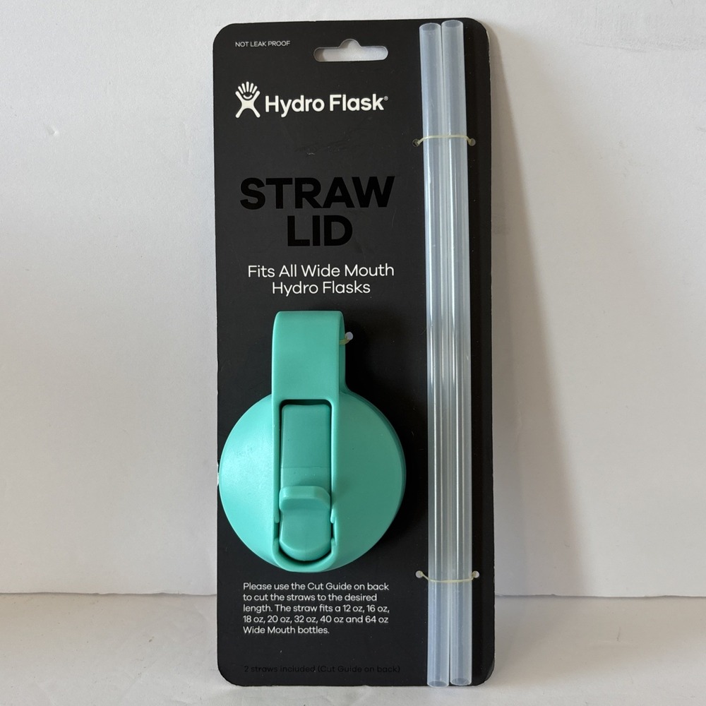 New Hydro Flask Wide Mouth Straw Lid with 2 Straws, Mint